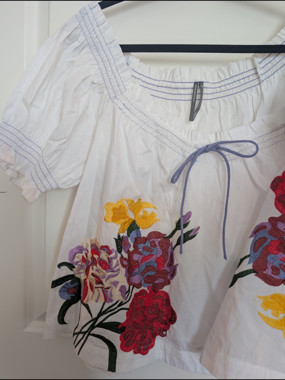 🪡🌺 NWT Beautiful Off-Shoulder V-neck with Multicolor Floral Embroidery